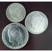 Бавария 2 марки, 3 марки, 5 марок 1911г . 90 лет Луитпольду Баварскому