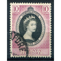 Британские колонии - Малайзия - Джохор - 1953г. - коронация королевы Елизаветы II - 1 марка - полная серия, гашёная [Mi 140]. #2-Bc-44-A-1