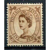 Великобритания - 1955/57г. - королева Елизавета II, 5 P - 1 марка - чистая, без клея [Mi 289]. #3-GB-101-A-1