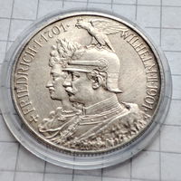 Пруссия 2 марки 1901 года. 200 лет Пруссии.Серебро.