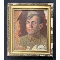 Назаренко Н.П "Портрет солдата", 1963г. Картон, масло.Размер 28,5х34,5 см.