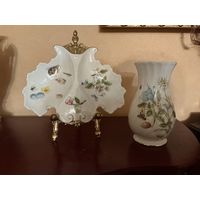 Ваза и менажница Цветы Ромашки Анютины глазки Aynsley Англия винтаж редкая серия