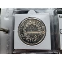 10 франков 1965 Франция, Геркулес! Чекан! Серебро 25 грамма 900 пробы! ВОЗМОЖЕН ОБМЕН!