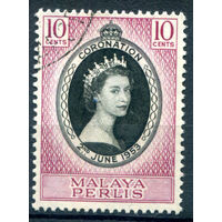 Британские колонии - Малайзия - Перлис - 1953г. - коронация королевы Елизаветы II - 1 марка - полная серия, гашёная [Mi 28]. #2-Bc-52-A-1