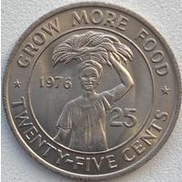 Либерия 25 центов 1976 г. ФАО. Выращивать больше еды