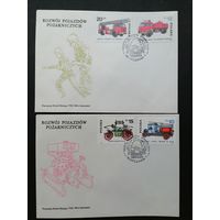 Польша 1985 Три КПД с полной серией марок "История разработки пожарных машин" (спецгашение) Mi.2961-2966 каталог 3.50 евро