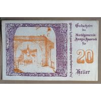 Австрия, нотгельды, 20 геллеров, пфеннигов 1920 год, Хааг на Хаусрук (Haag am Hausruck), верхняя Австрия,
