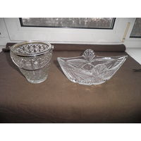 Конфетницы корзинка и ладья хрустальные времён СССР.С рубля.