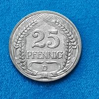25 пфеннигов (1911г.)  (D).Никель.Супер сохран!Расспродажа!