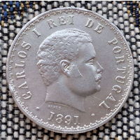 Португалия 500 рейсов 1891 года. Король Карлос I. Серебро! Сторгуй за свою цену, предложи обмен! Y100