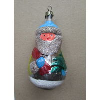 Редкая елочная игрушка "Дед Мороз". Стекло, СССР