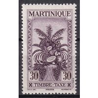 61.FrK. Франция. Колонии. Мартиника. Доплатные марки. Фрукты. 1943 г. 30C.  Mi.#26.