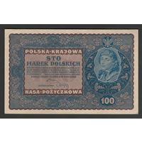 Польша 100 марок 1919 года. Тип Р-27(2). Состояние аUNC