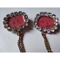 Брошь шатлен розовая