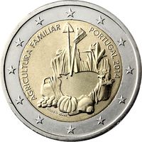 2 евро 2014 Португалия Международный год семейных фермерских хозяйств UNC из ролла