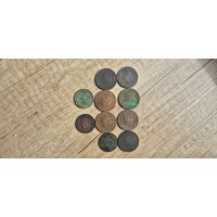 Сборный лот 1и 2 копейки николая 2