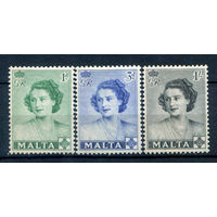 Британские колонии - Мальта - 1950г. - принцесса Елизавета - 3 марки - полная серия, MLH с пожелтением клея [Mi 220-222]. #2-Bc-52-A-2