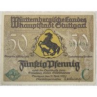 Нотгельд Штутгарт 50 пфеннигов 1921 год. Веймарская республика