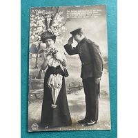 Германия 1-я Мировая война. Патриотика Солдат Девушка / почта штемпель 1914 год