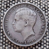 Португалия 200 рейсов 1909 года. Король Эмануэль II. Серебро! Сторгуй за свою цену, предложи обмен! S30