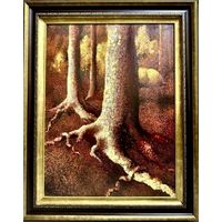 Казаков Б.И;81/61,5см. "День угасает". 1995г. Оргалит, масло. Размер 81х61,5 см.