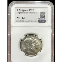С рубля без мц! 2 марки 1906 Баден MS 66 топовый грейд белоснежная