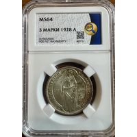 3 марки1928А Германия 900 лет Наумбургу слаб MS64