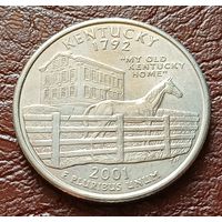 США 25 центов , D  2001 Квотер штата Кентукки    ( 2-3-2 )