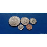 Сборка 1 доллар,50,25,10 и 1 центы 1976 год США "200 лет Независимости" (Состояние на фото)