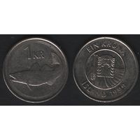Исландия km27a 1 крона 1999 год (алб.albI-r