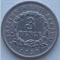 Британская Западная Африка 3 пенса 1938 г.