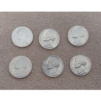 США 5 центов 1993P, 1991P, 1990P, 1989P, 1987P, 1977