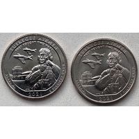 США 25 центов (квотер) 2021 г. P+D. Пилоты из Таскиги. Цена за 1 шт.