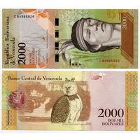 Венесуэла. 2000 боливаров (образца 2016 года, P96b, подпись 2, вз-Боливар, UNC)