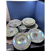 Суповой набор перламутровая Роза ГДР KAHLA