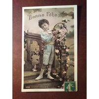 Винтажная открытка,Франция.Подписана.Штамп 12.08.1909 г.