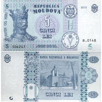 Молдавия 5 Лей 2015 UNC П1-363