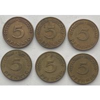 Германия 5 пфеннигов 1950 г. D. Цена за 1 шт.