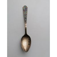 Ложка чайная серебро 875 пробы СССР эмали 23 грамма, торги с Рубля