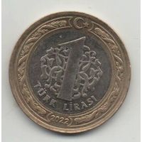 ТУРЕЦКАЯ РЕСПУБЛИКА. 1 ЛИРА. БИМЕТАЛЛ.  ПОГОДОВКА. Цена за одну монету.