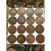 Аукцион с рубля . Лот монет . 2 сантима Бельгия 1862-  1919 год