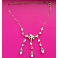 Колье Горный хрусталь. Серебро СССР 875 проба звезда. Позолота