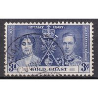 26.BrKS. Великобритания. Колонии.  Золотой Берег. Коронация Георга VI и Елизаветы. 1937 г. 3P.  Mi.#105.
