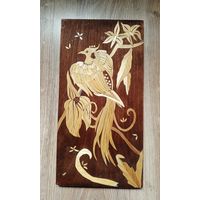 Панно СССР. Дерево, соломка. Размер 19,5х38,5 см.