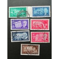 ГДР 1955 Марки полной серии "Деятели немецкого рабочего движения" (гашение без клея, есть следы от наклеек) Mi.472-478 каталог 6.00 евро