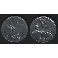 Литва _km85 1 цент 1991 год (_4