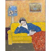 Лисовский А.С "Девушка с книгой", 2021г. Холст, акрил. Размер 50х40 см.