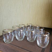 Рюмки/стопки, стекло с золотой отводкой, ретро СССР. Одним лотом 10 шт.