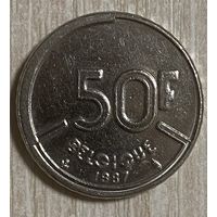 Монета. Бельгия. 50 франков 1987 год