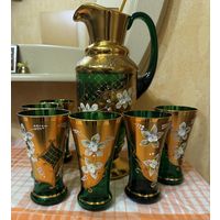 Набор для воды из богемского стекла.